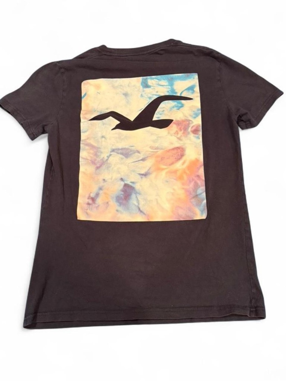 Hollister Tee with Pastel Tie-Dye Square and Seagull Logo